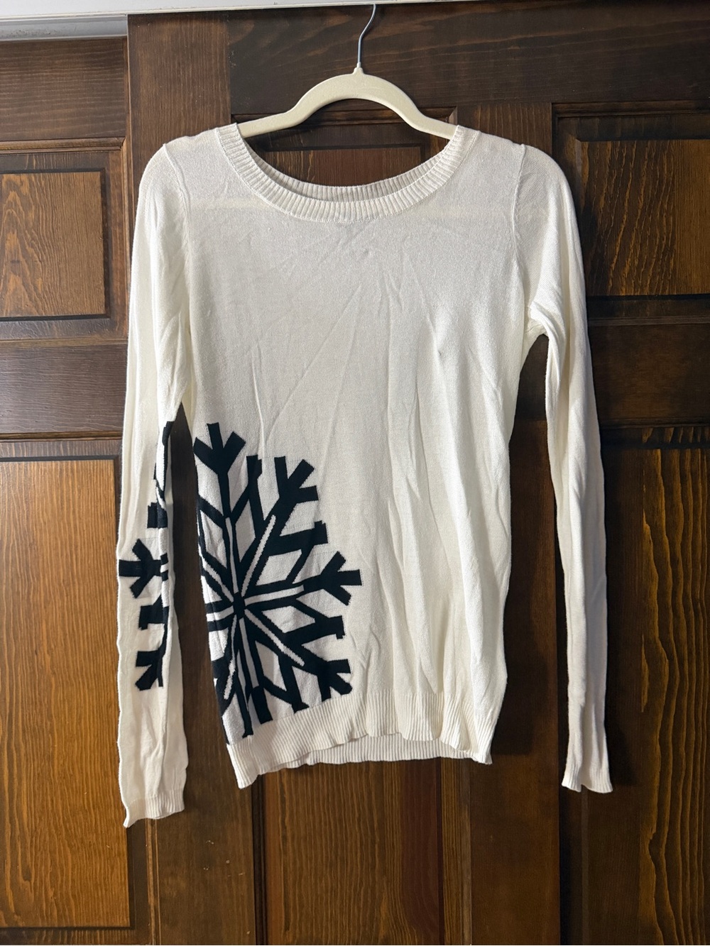 The Limited Cream Knit Sweater with Black Snowflake Accent